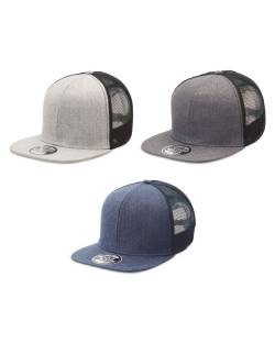 Heathered Mesh Trucker, Flat Peak